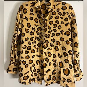 St. John Gold and Black Leopard Print Top